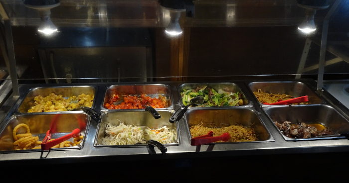 Stir-fry, noodles and salad on the Harmony buffet line